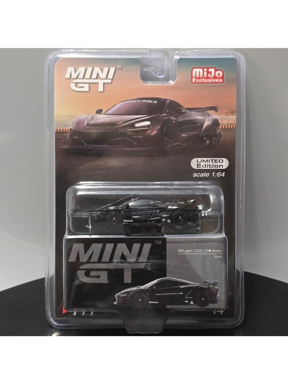 McLaren 720S LB Works Black Mini GT MiJo Exclusive Limited Edition #777 1:64